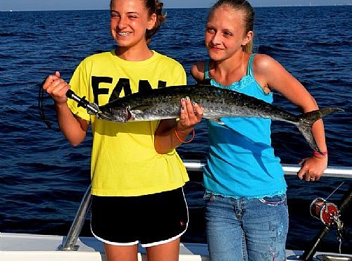 Charter Boat in Orange Beach Trolling Fishing for King Mackerel with Kids