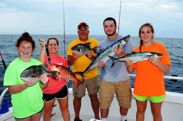 taking the family fishing is fun while in orange beach