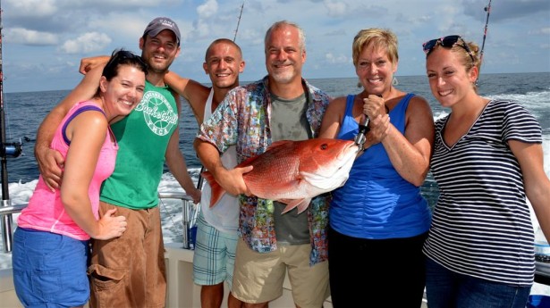 family relaxing while fishing in orange beach