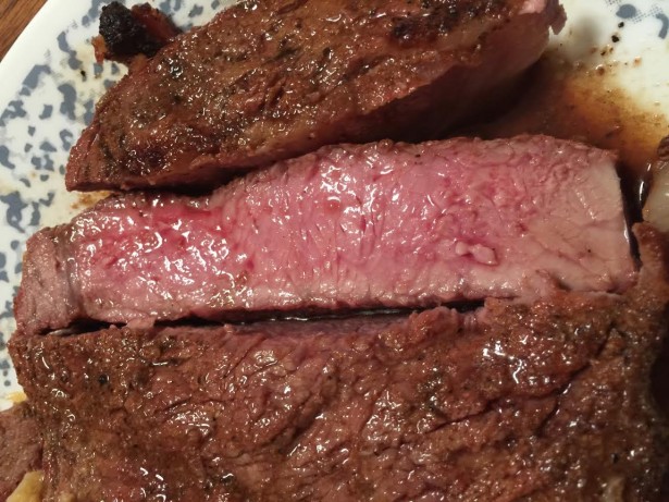 sous vide ribeye steak rare